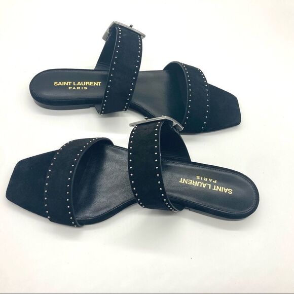 Saint Laurent PEAR BUCK SUEDE SANDAL WOMENS SZ 38+ 8.5 - Picture 9 of 14